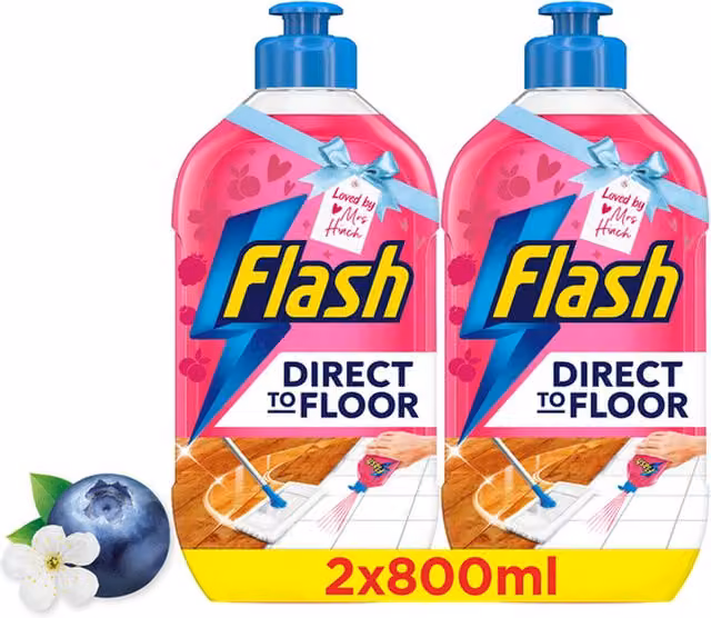 Flash Direct to Floor Liquid Cleaner Berry and Cherry Blossom, Pink, 2 x 800 ml