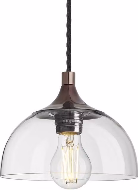 Industville Chelsea Clear Glass Dome Pendant Light in Bronze, Diameter: 20.32 cm