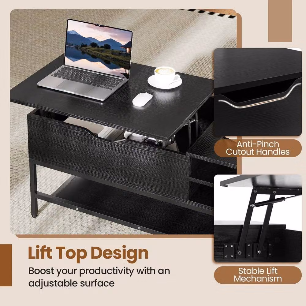 Kelvenix Modern Black Lift Top Coffee Table – 5