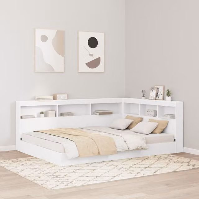 Berkfield Home White Storage Headboard with Integrated Shelf and Side Compartments, Width: 160 cm