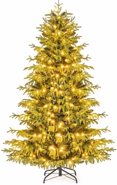 Gymax 180 cm Pre-lit Green Christmas Tree with 270 Warm White LED Lights – 1