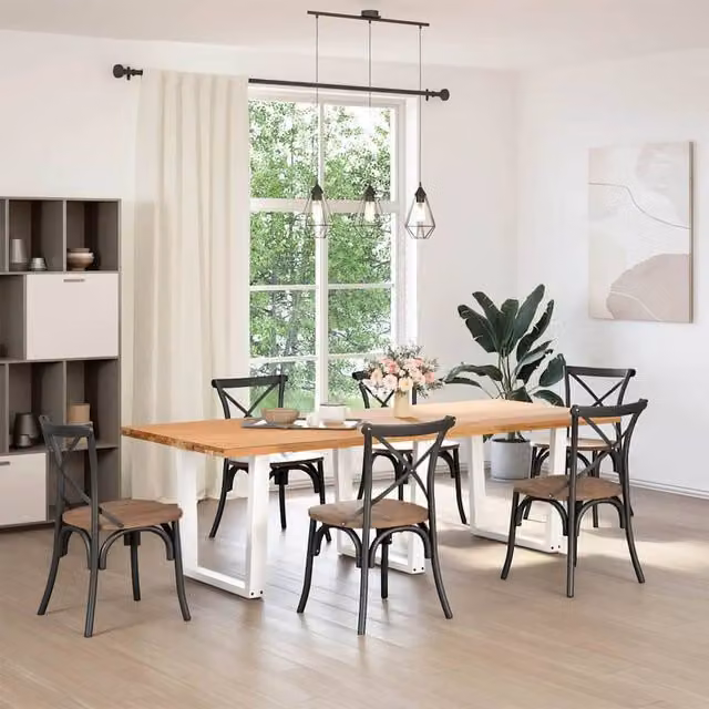 Berkfield Home V-Shape Dining Table Legs, 3 Piece Set, White Steel, H: 72-73.3 cm x W: 80 cm