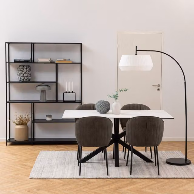 Furniture To Go Heaven Modern Rectangular Ceramic Dining Table in White and Black, W: 160 cm