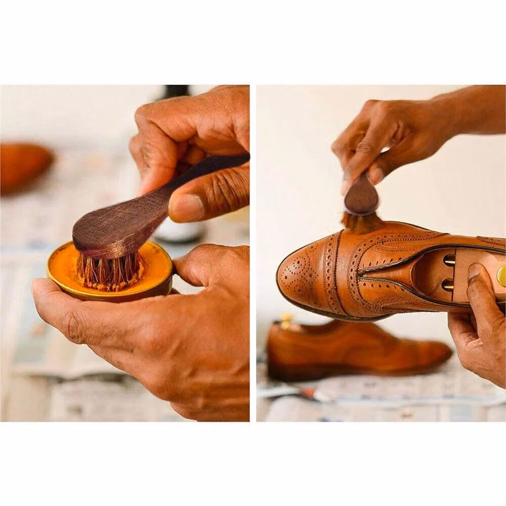 Nordara 4-Piece Horsehair Shoe Brush and Shine Polish Kit in Brown and Multicolour – 4