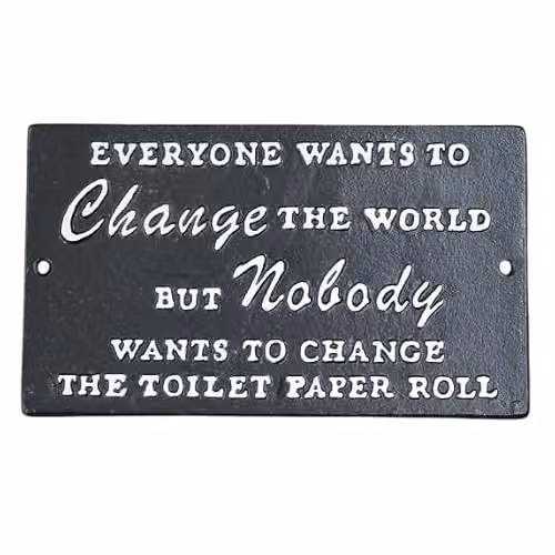 Gifts Direct 2 U Metal Wall Sign Change The World in Black and White, W/H: 21 x 12 cm – 1