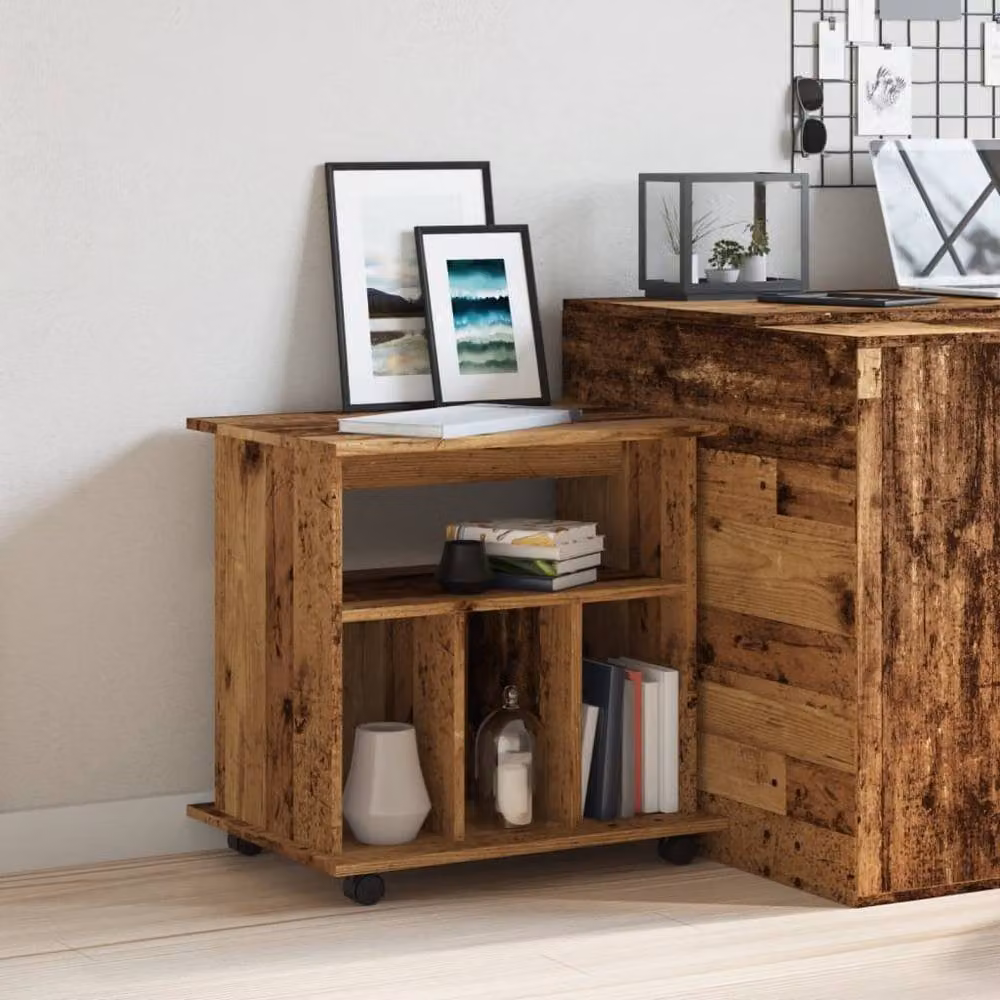 Berkfield Home Rolling Cabinet in Brown Old Wood, W/D/H: 60 x 45 x 60 cm – 2