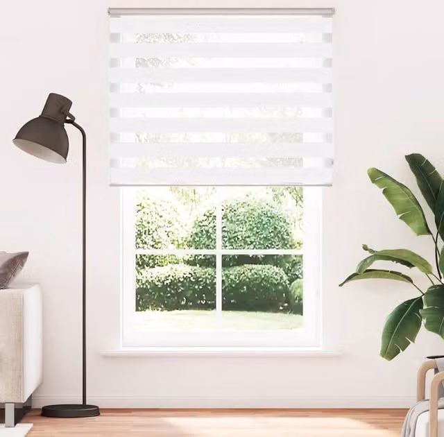 Berkfield Home White Zebra Day and Night Blind, W: 145 cm, H: 230 cm
