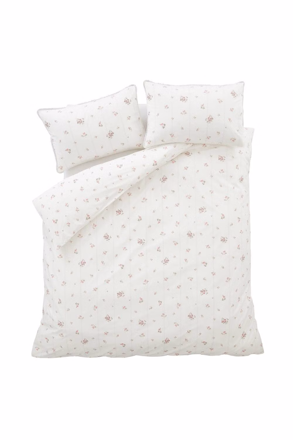 Bianca Vintage Rosebud Lace 200 TC Cotton Percale Reversible Duvet Cover and Pillowcase Set in Cream/Beige/White, Size: 200 x 200 cm – 2