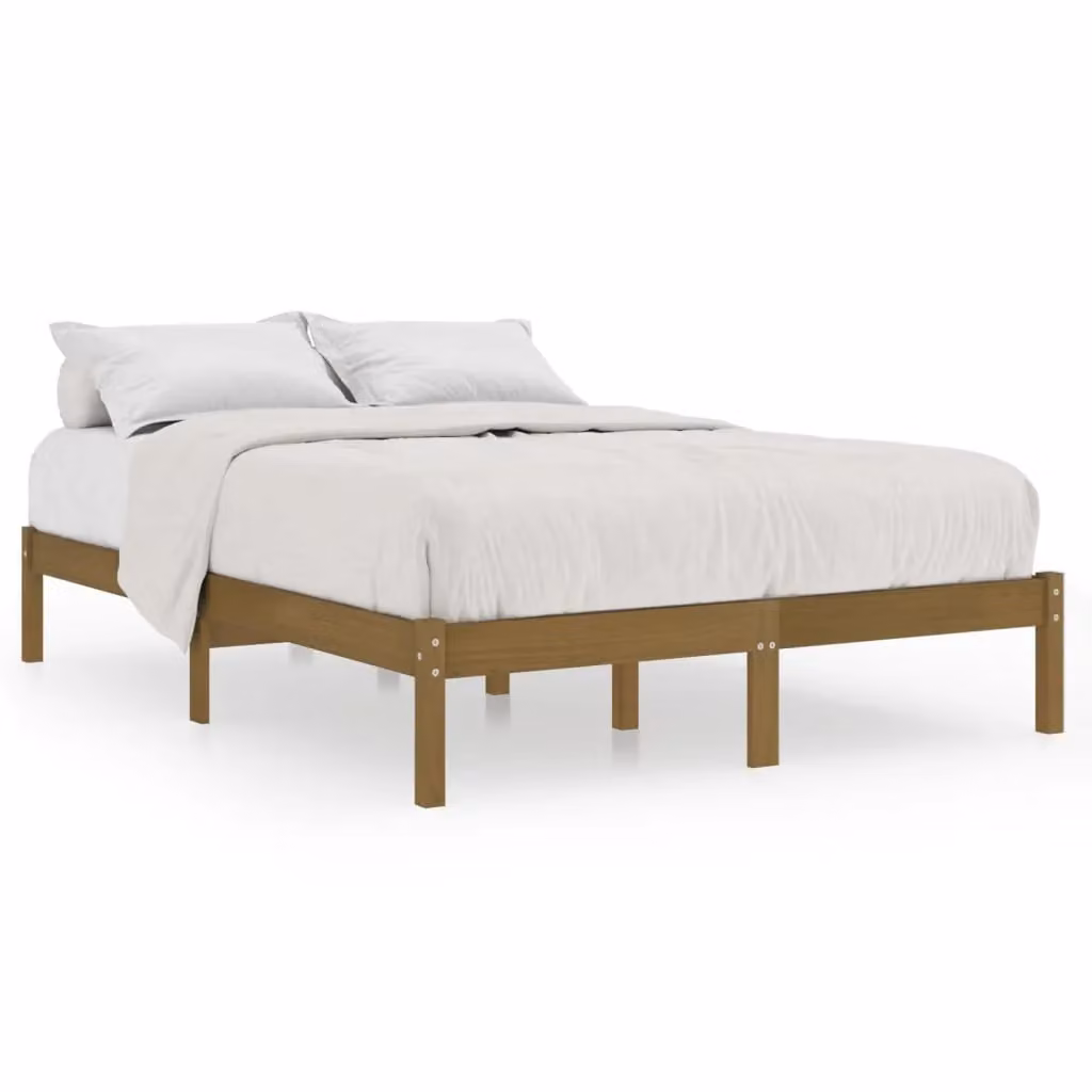 Berkfield Home Modern Solid Wood Pine Bed Frame, Brown, W/D/H: 200 x 200 cm – 2