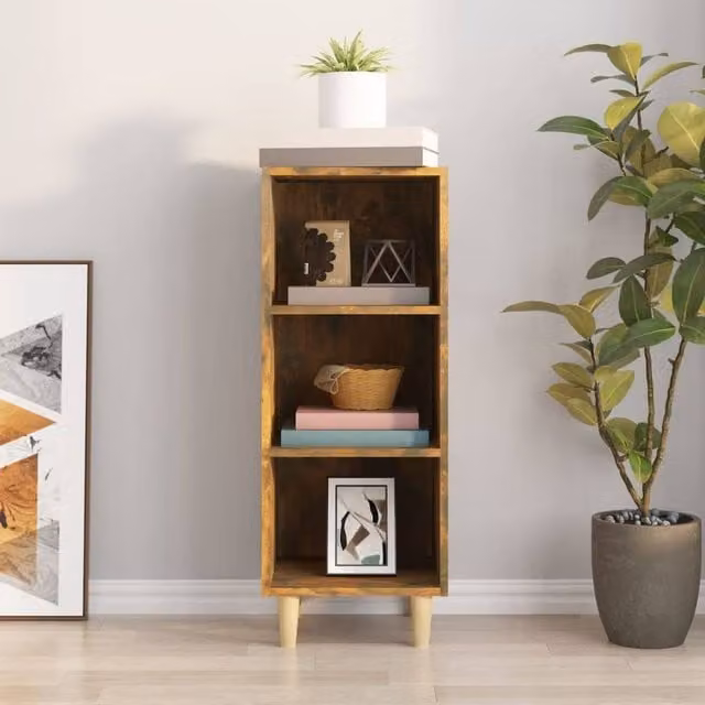 Berkfield Home Smoked Oak Sideboard in Brown, W/D/H: 34.5 x 32.5 x 90 cm