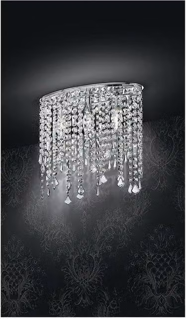 Netlighting BREEZE Wall Light in Chrome with Silver K9 Crystals, W: 40 cm, H: 36 cm