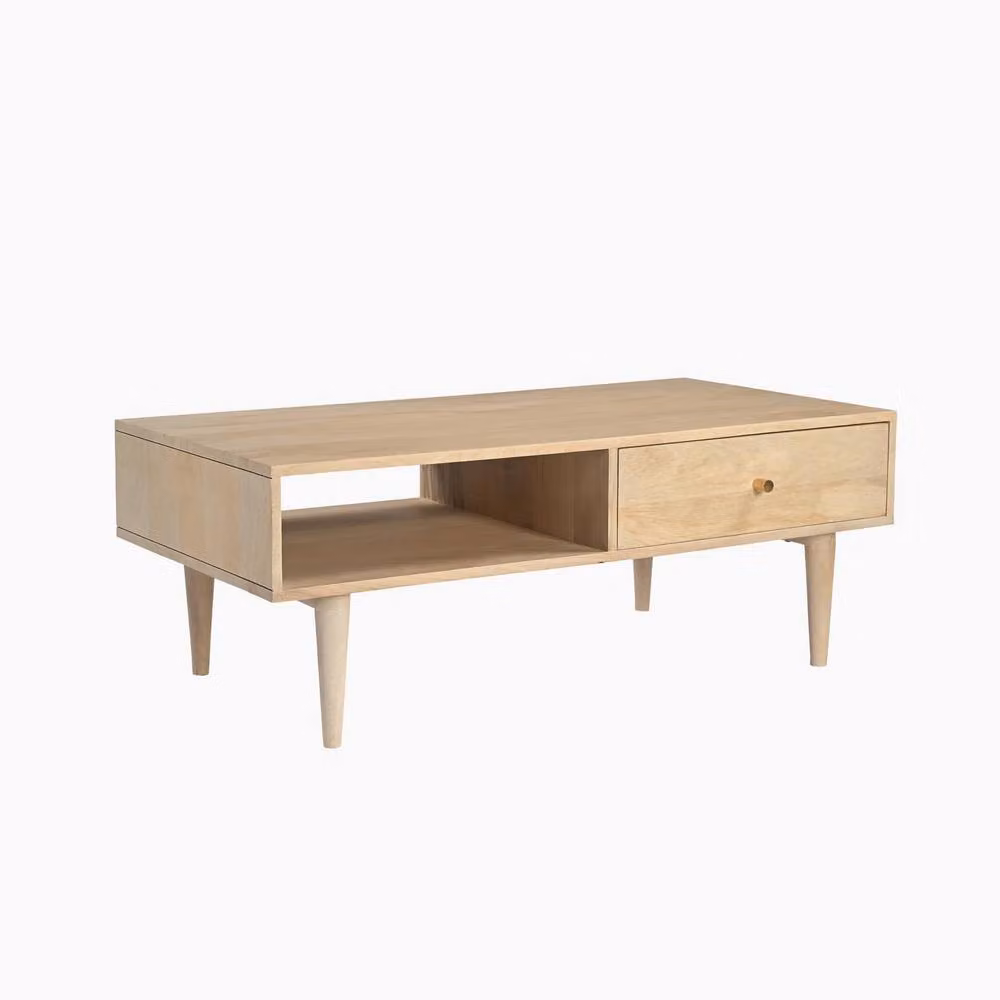 FurnitureboxUK Everest Rectangular Oak and Mango Wood Storage Coffee Table in Light Brown – 2