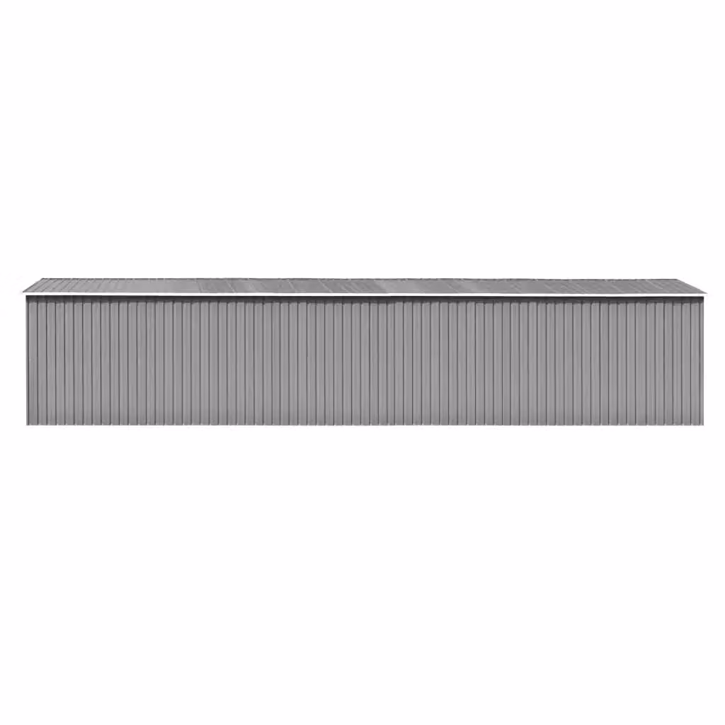 Berkfield Home Grey Galvanised Steel Garden Shed with Sliding Doors W/D/H: 990 x 257 x 181 cm – 2