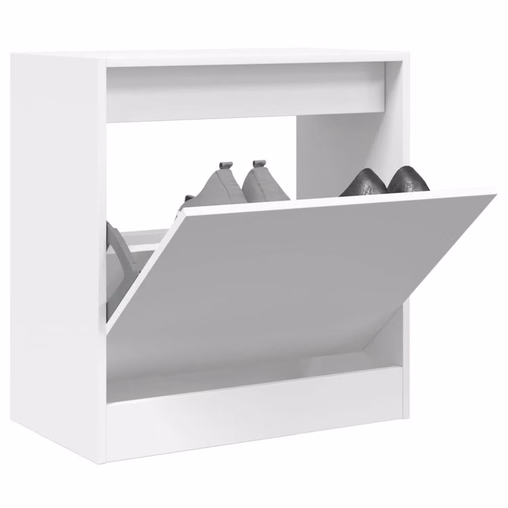 Berkfield Home White Minimalist Shoe Cabinet with Tilting Compartments, W/D/H: 60 x 34 x 63.5 cm – 2