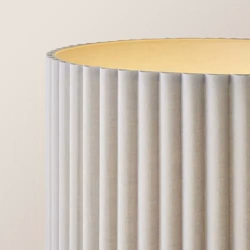ValueLights Lenny Grey Ribbed Fabric Drum Midi Floor Lamp with LED Bulb, H 108 cm x W 46 cm x D 46 cm – 3