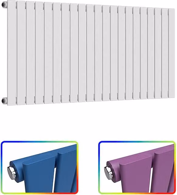 Lux Heat Flat Horizontal Coloured Steel Wall Mounted Radiator, Multicolour, W: 147.0 cm, H: 60.0 cm