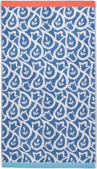 Land & Shore Corie Floral Cotton Terry Hand Towel, Blue and Red