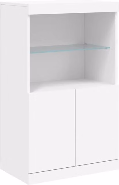 Berkfield Home Modern White Sideboard with Integrated LED Lights, W: 60.5 cm, D: 37 cm, H: 100 cm – 1