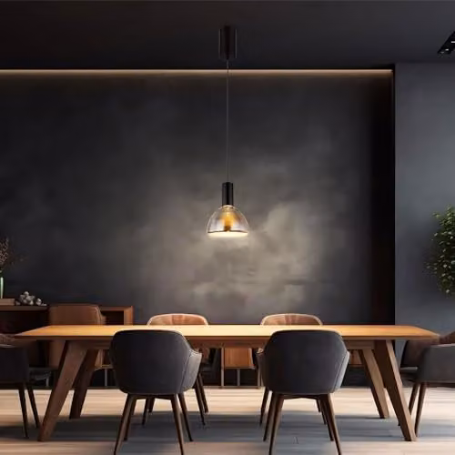 Netlighting Labora Dome Pendant Light with Smoke Glass Shade and Black Metal Finish, Warm White LED 3000K, Diameter: 17 cm – 2