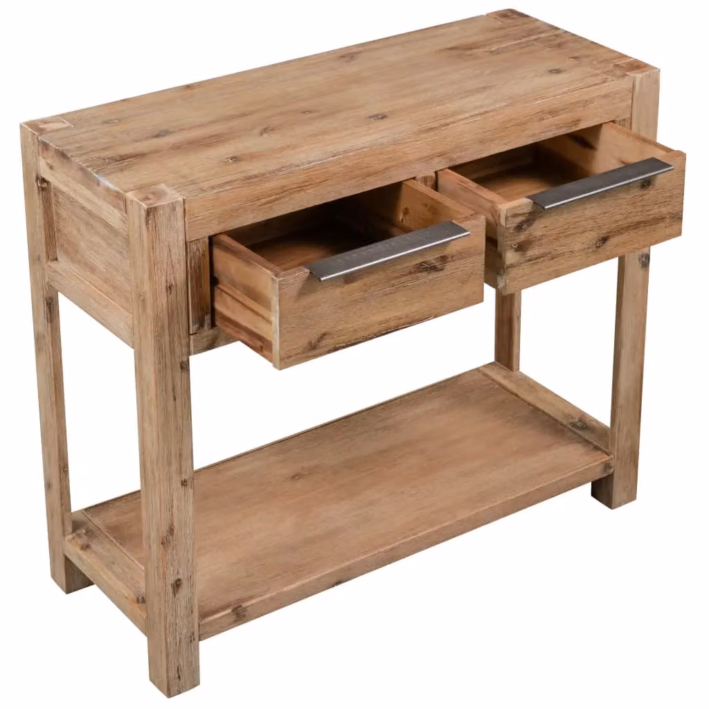 Berkfield Home Solid Acacia Wood Console Table in Brown, W/D/H: 82 x 33 x 73 cm – 3