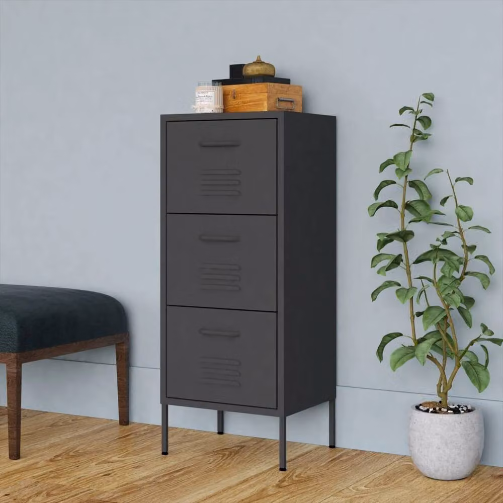 Berkfield Home Anthracite Steel Storage Cabinet in Dark Grey, W: 42.5 cm, D: 35 cm, H: 101.5 cm – 2