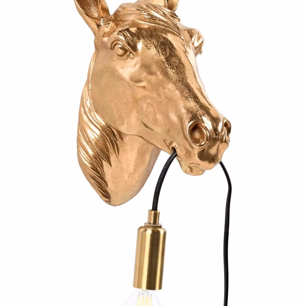Wyld and Coco Gold Horse Head Polyresin Wall Lamp – 2