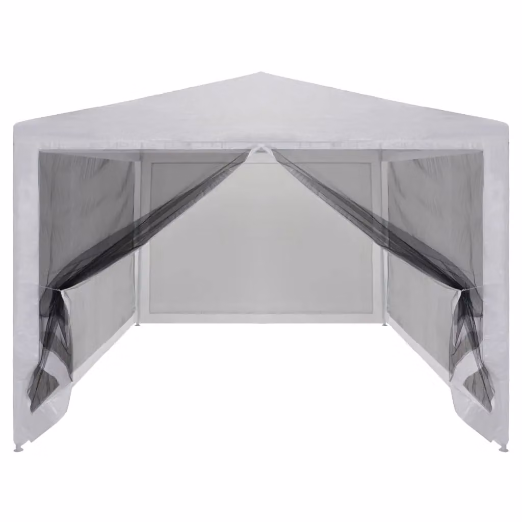 Berkfield Home Party Tent with 4 Mesh Sidewalls, White, W/D/H: 400 x 300 x 255 cm – 2