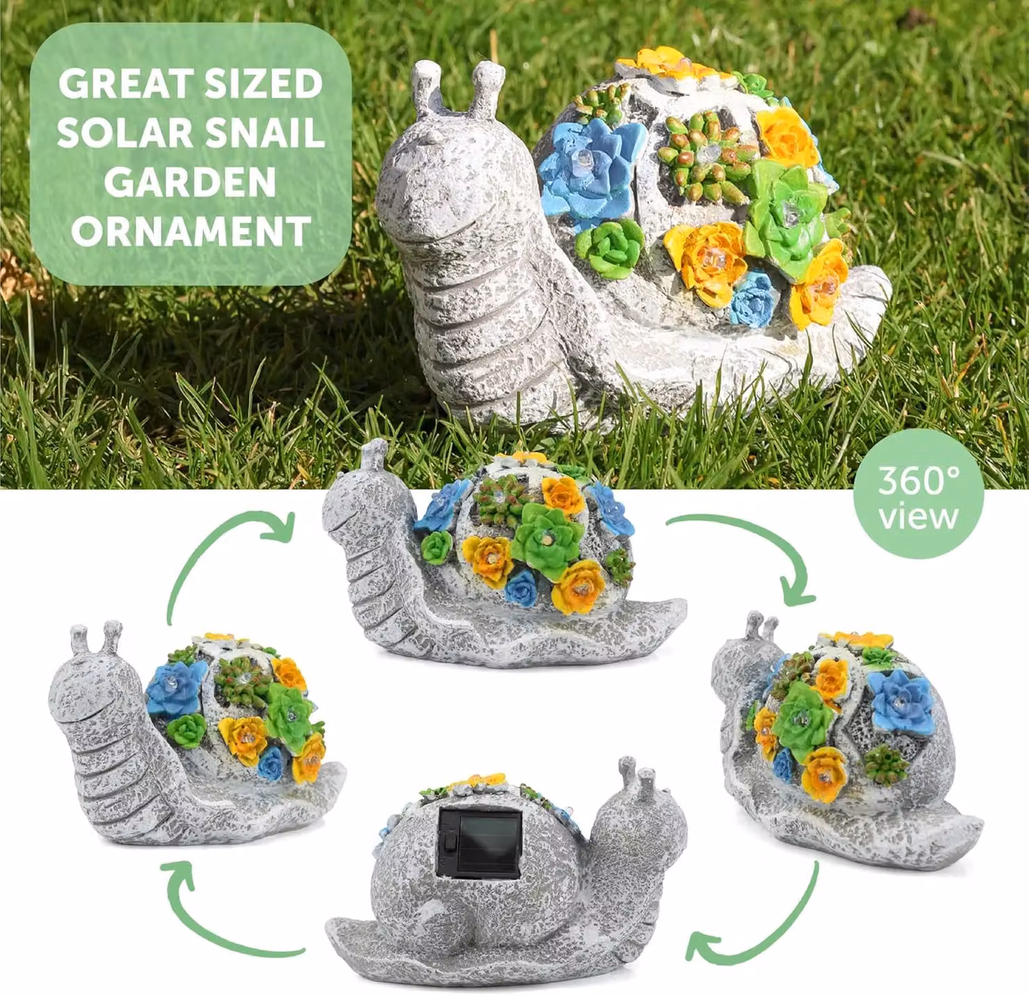 ILFD Group Ltd Solar Snail Garden Ornament in Grey, 6 Pack – 3