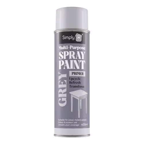 Simply Auto Multipurpose Grey Primer Spray Paint 400ml - Quick Drying Aerosol for Wood, Metal and Plastic