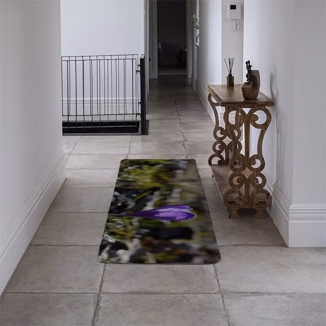 Benjamin Tate Design LTD Floral Designer Runner Rug, Purple, Non-Slip Polypropylene