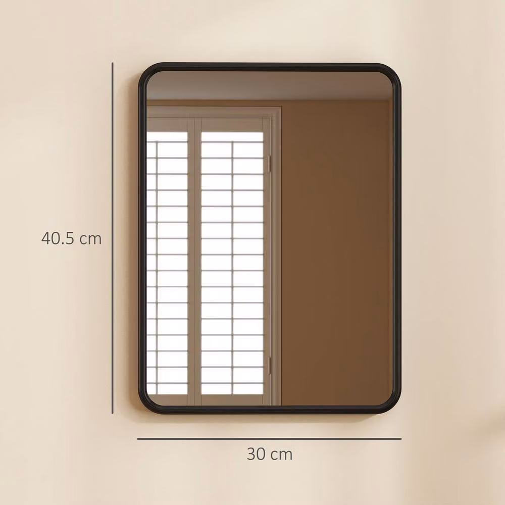 HOMCOM Modern Rectangular Wall Mirror with Black Metal Frame, W/H: 50 x 50 cm – 3