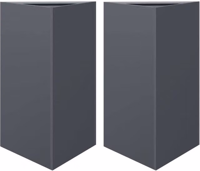 Berkfield Home Garden Steel Planters, 2 Piece Anthracite and Black Triangular Tubs, W/D/H: 50 x 43 x 75 cm – 1