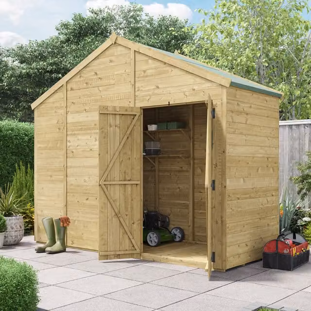 BillyOh Switch Tongue and Groove Apex Wooden Shed in Brown with Floor and Gable Roof