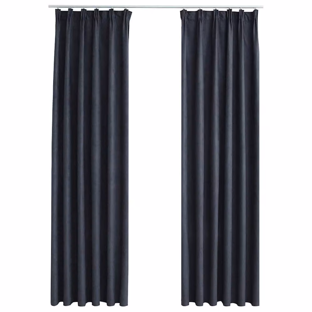 Berkfield Home Elegant Blackout Curtains with Hooks, 2 Pack, Anthracite, W: 140 cm, H: 175 cm – 2