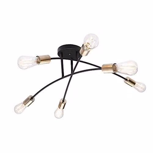 Globo Lighting Antique Brass and Black Design Ceiling Lamp for Living and Dining Rooms