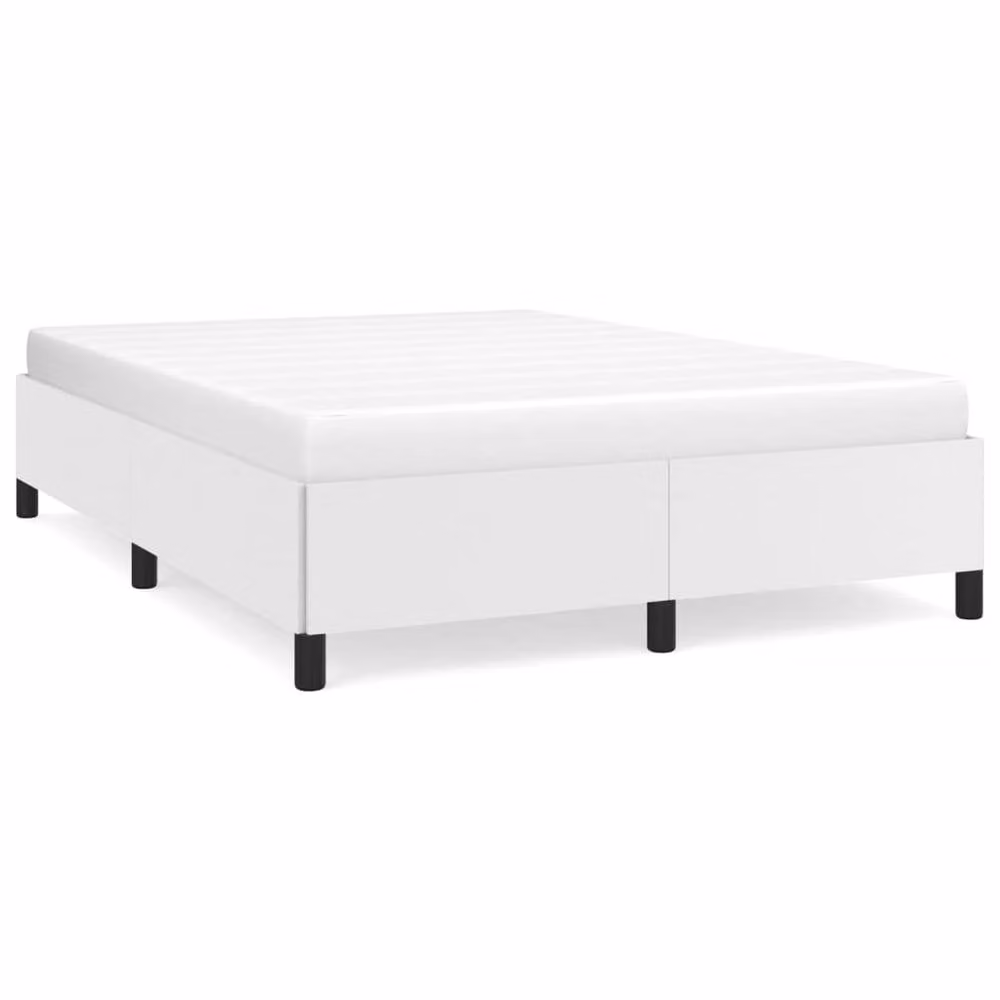 Berkfield Home Upholstered Double Bed Frame in White Faux Leather, W: 135 cm, L: 190 cm – 2