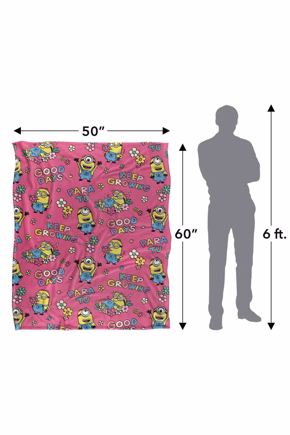 NBCU Minions Keep Growing Pink Flowers Throw Blanket, Multicolour, W: 152 cm, D: 127 cm – 3