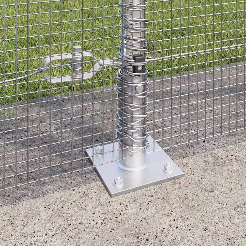 Berkfield Home Single-Bar Welded Wire Fence with 7 Flanged Posts, Galvanised Steel, Silver, W: 10 m, H: 1.5 m – 2