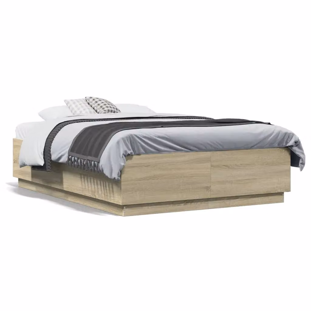 Berkfield Home Sonoma Oak Small Double Bed Frame in Brown, W/D/H: 120 x 190 cm – 2