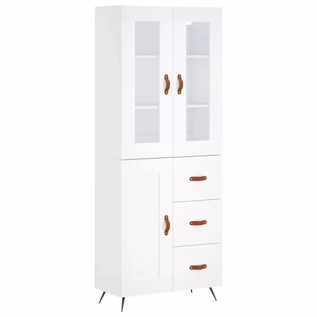 Berkfield Home Modern White Highboard in Matt Engineered Wood W/D/H: 69.5 x 34 x 180 cm – 2