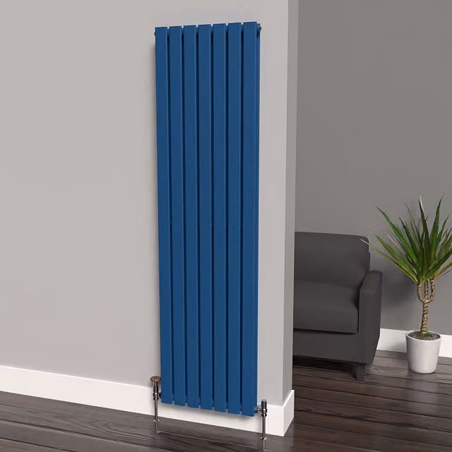 Lux Heat Flat Coloured Vertical Radiator in Galaxy Blue, H 180 cm x W 49 cm