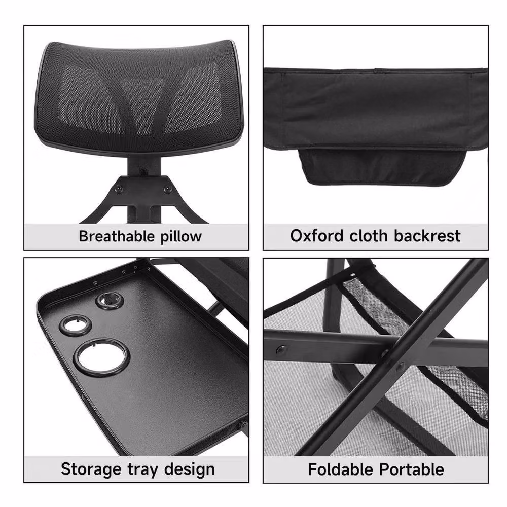 EONLION Black Folding Makeup Artist Chair and Photo Prop with Armrests – 4