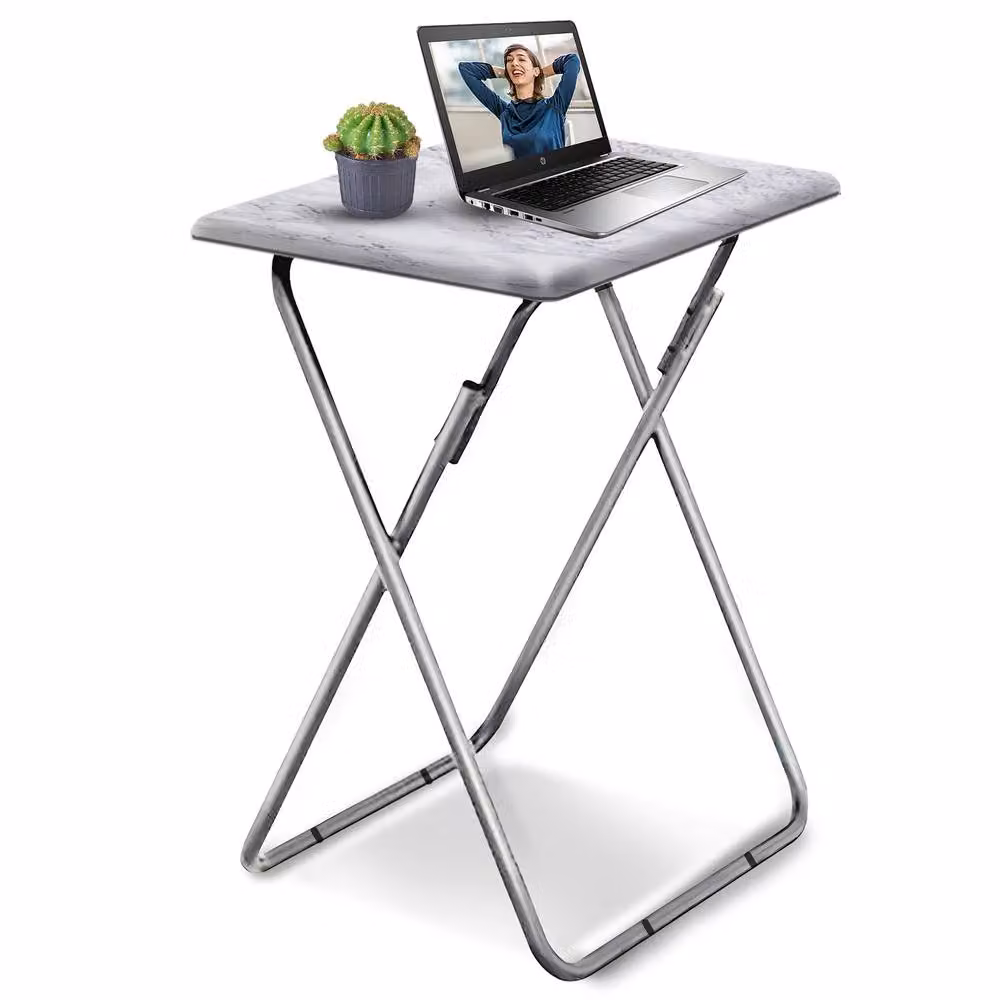 Huhote White Folding Coffee Table and Side Table for Small Living Spaces, W: 38.1 cm, D: 47.75 cm, H: 66.04 cm – 2