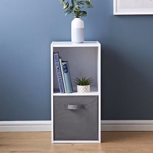 Spot on dealz 2 Cube Storage Unit Wooden Bookcase in Grey or White, W/D/H: 60 x 30 x 60 cm – 2
