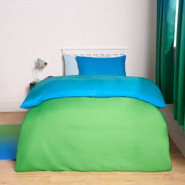 OHS Reversible Modern Ombre Duvet Cover Set for Children, Green, 140 x 200 cm