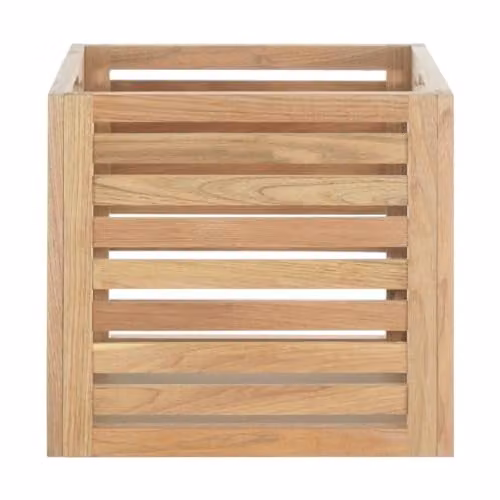 Premier Housewares Small Slatted Walnut Wood Storage Box in Brown, W: 32 cm, D: 32.544 cm, H: 28 cm