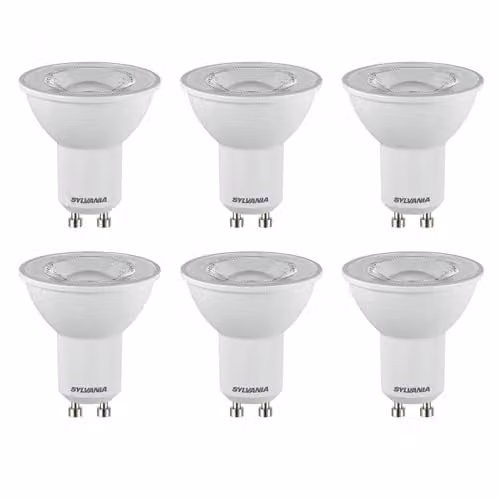 SYLVANIA RefLED ES50 LED GU10 Spotlight Bulb, 4.2W (50W Equivalent), 345 Lumens, Cool White 4000K, Pack of 6