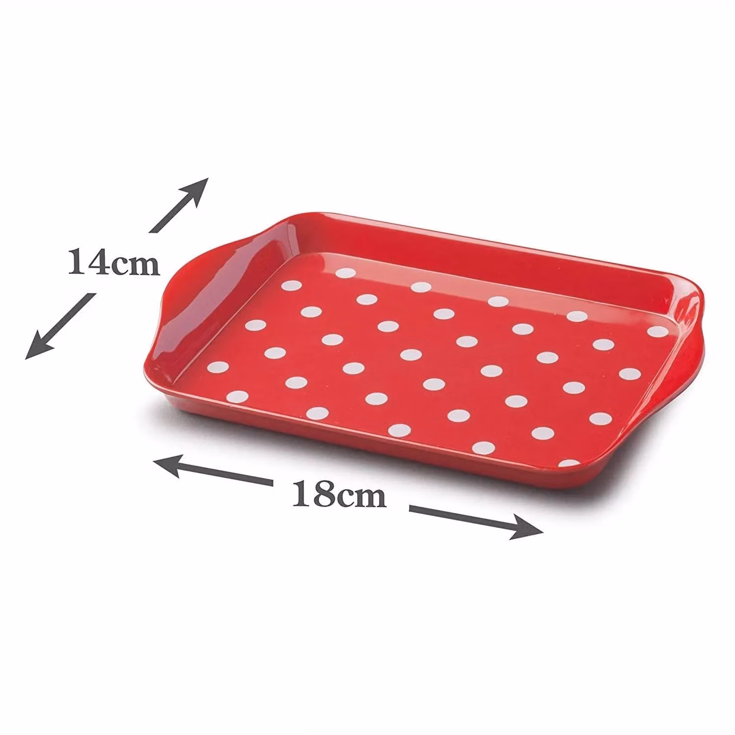 Zeal Red Melamine Dotty Mini Rectangular Serving Tray with Handles W: 18.0 cm, D: 14.0 cm – 3