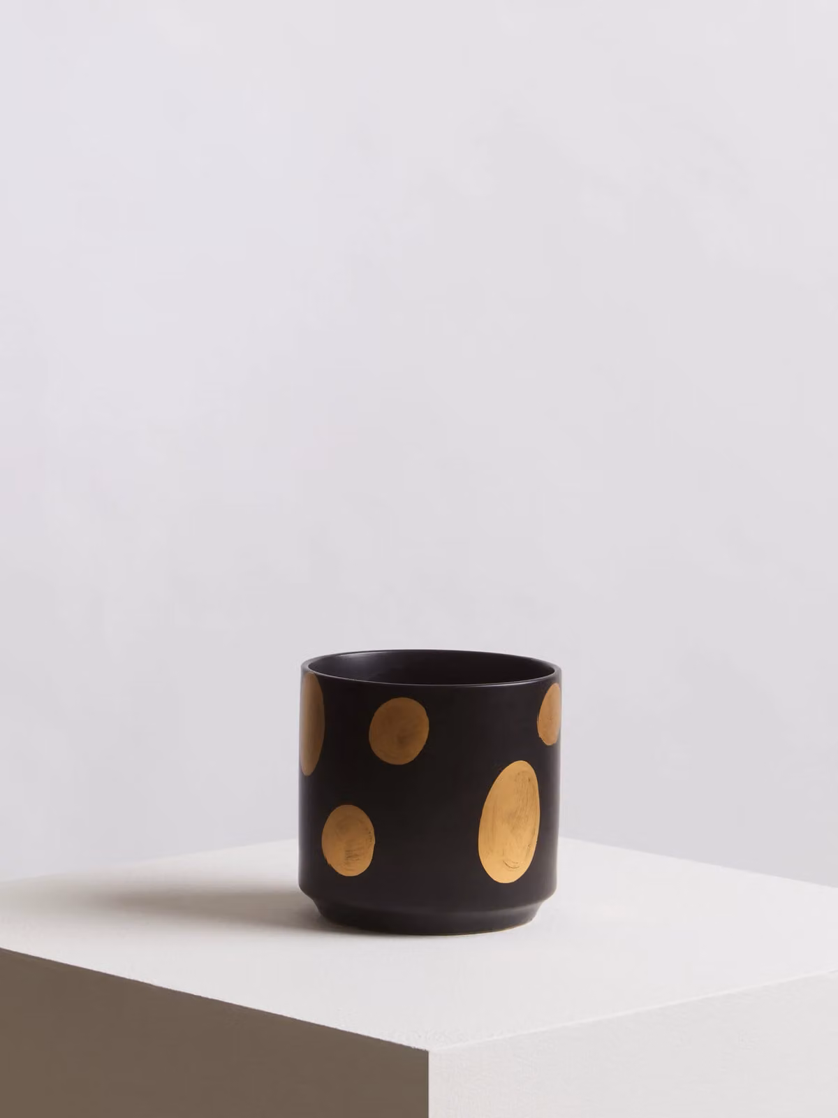Orsina Speckled Ceramic Planter, Modern Black Dotted Round Tabletop Pot – 2