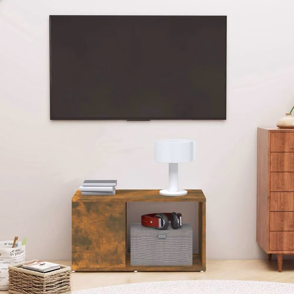 Berkfield Home Modern TV Cabinet in Smoked Oak Brown, W/D/H: 60 x 24 x 32 cm – 2